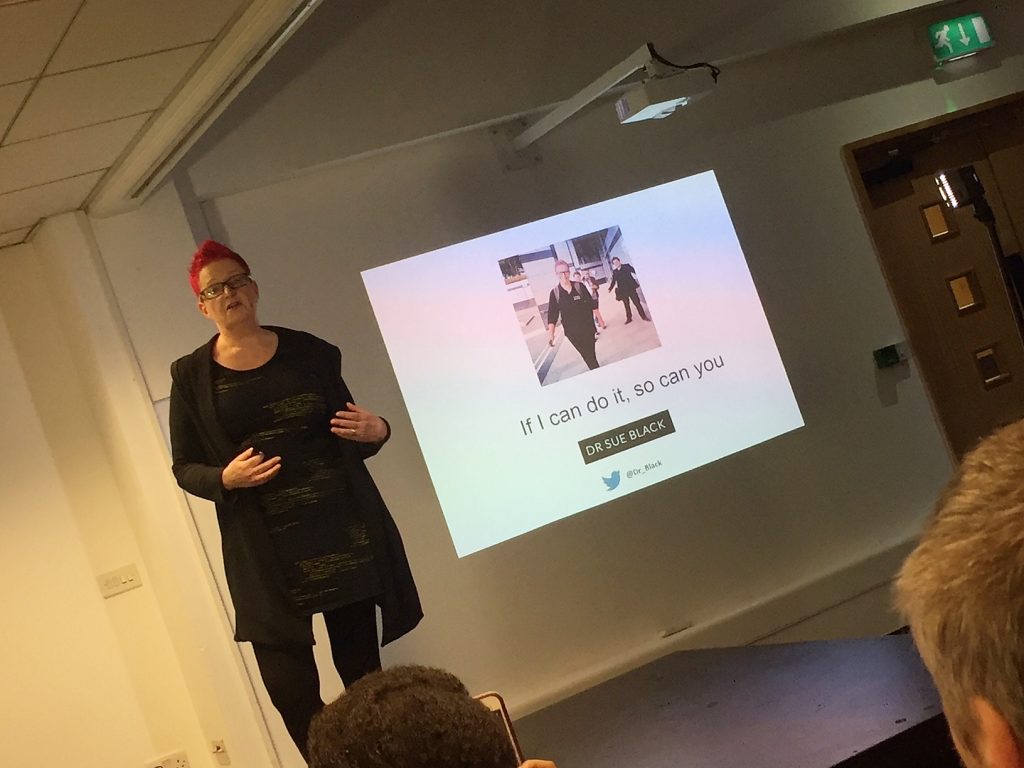 Dr Sue Black OBE speaking at the Social Media Exchange