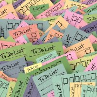 What can you accomplish in ten minutes? A collection of brightly coloured to do lists