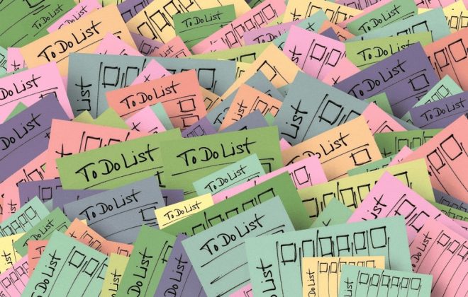 Post it notes scattered everywhere all with the title of to-do list